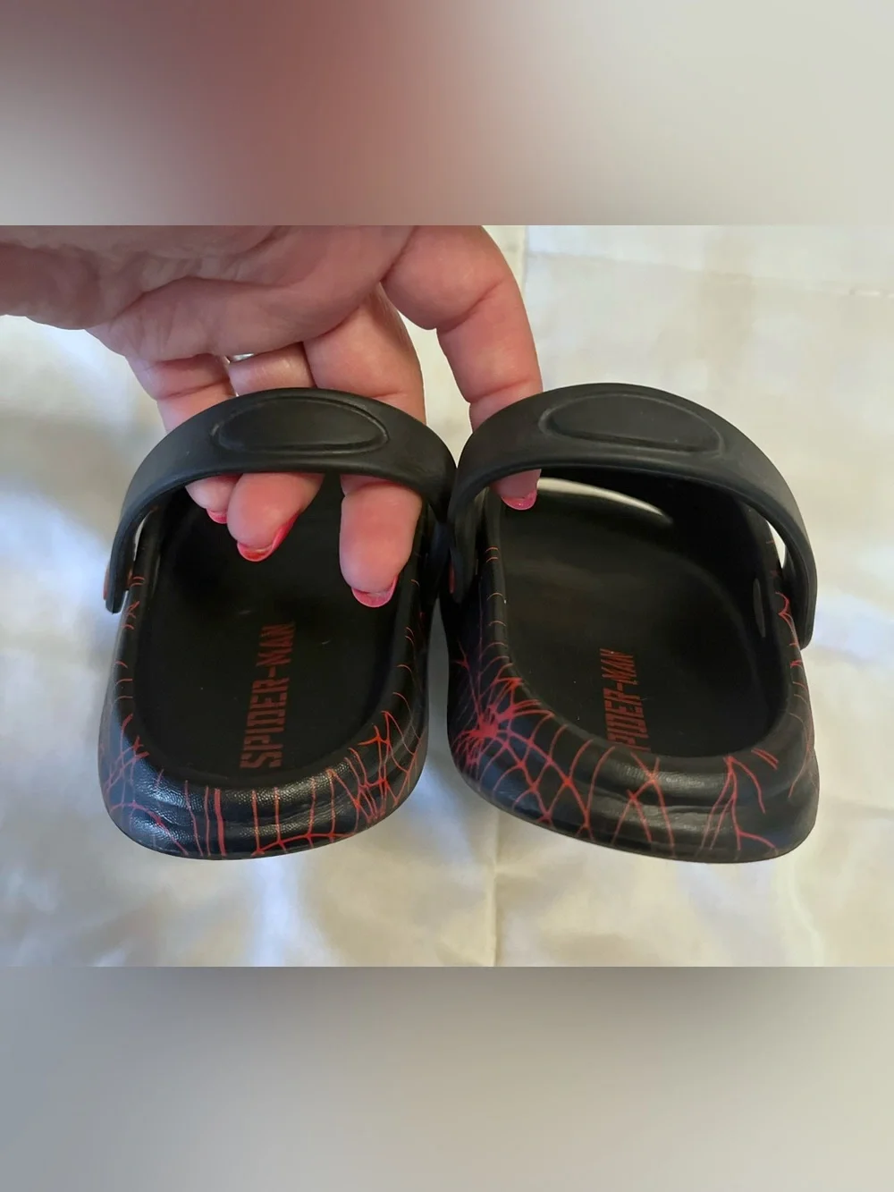 Marvel Kids Black and Red Spider-Man Slip On Clog Sandals kids size 11